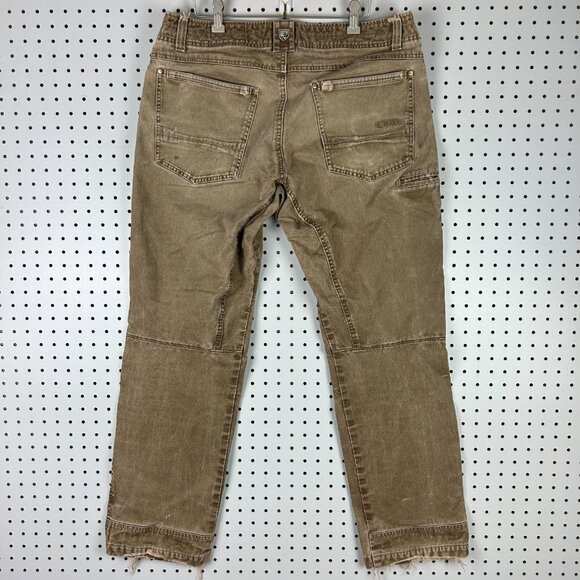 Kuhl Hot Rydr Plaid Lined Pants 36x32 Khaki Brown Hiking Distressed Worn Outdoor - Picture 4 of 11